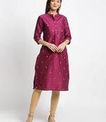 Purple printed cotton kurtas-and-kurtis