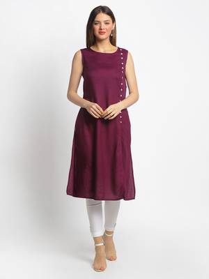 Maroon printed rayon kurtas-and-kurtis 1