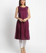 Maroon printed rayon kurtas-and-kurtis