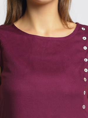 Maroon printed rayon kurtas-and-kurtis 4