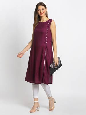 Maroon printed rayon kurtas-and-kurtis 5