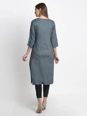 Grey printed rayon kurtas-and-kurtis 2