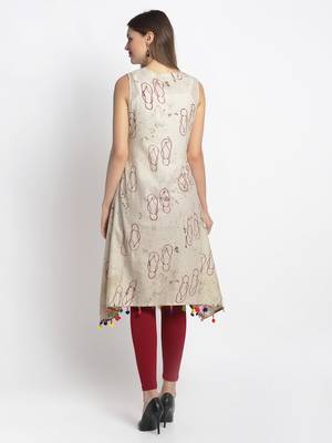 Beige printed cotton kurtas-and-kurtis 2