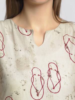 Beige printed cotton kurtas-and-kurtis 4