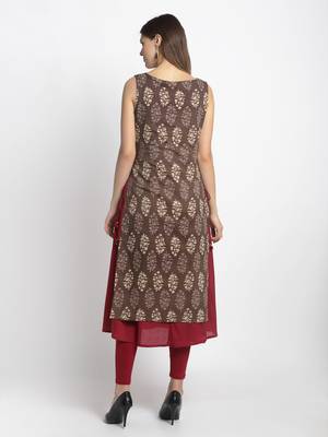 Brown printed cotton kurtas-and-kurtis 2