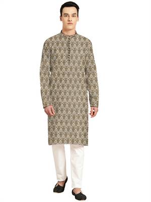 Brown plain jacquard men-kurtas 1