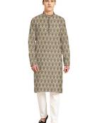 Brown plain jacquard men-kurtas