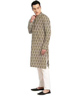 Brown plain jacquard men-kurtas 2