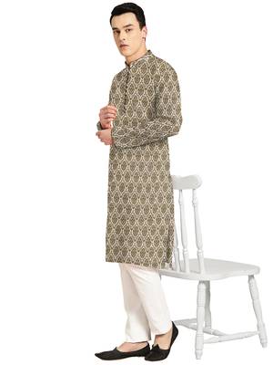 Brown plain jacquard men-kurtas 4
