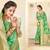 Green printed cotton silk saree with blouse