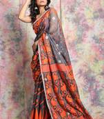 Grey woven jamdani saree with all over butta