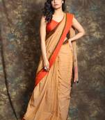 Copper woven cotton saree with blouse