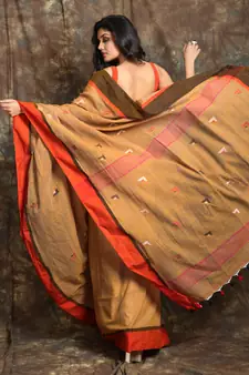 Copper woven cotton saree with blouse