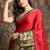 Dark red woven silk  saree with zari work  black border and blouse