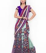 Light blue embroidered net saree with blouse