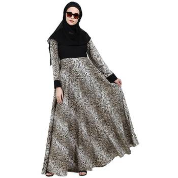 Animal printed dual colored abaya 1