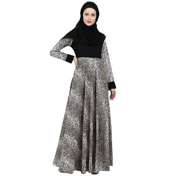 Animal printed dual colored abaya 2