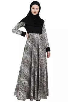 Animal printed dual colored abaya