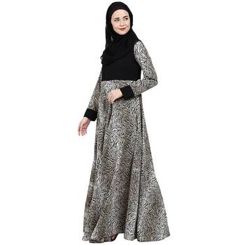 Animal printed dual colored abaya 3