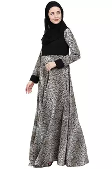 Animal printed dual colored abaya