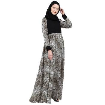 Animal printed dual colored abaya 4