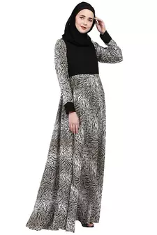 Animal printed dual colored abaya