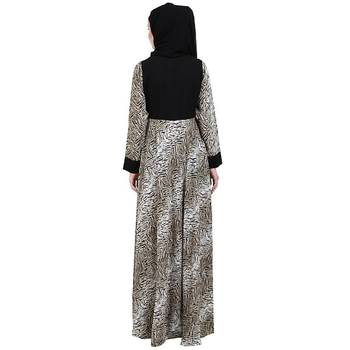 Animal printed dual colored abaya 5