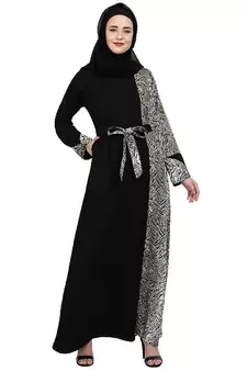 Animal printed dual colored casual abaya