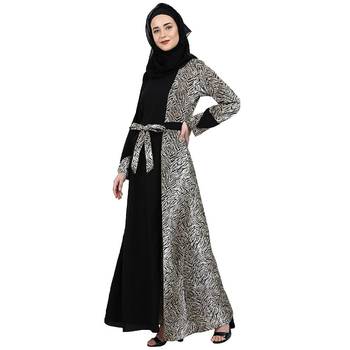 Animal printed dual colored casual abaya 3