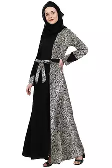 Animal printed dual colored casual abaya