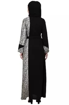 Animal printed dual colored casual abaya