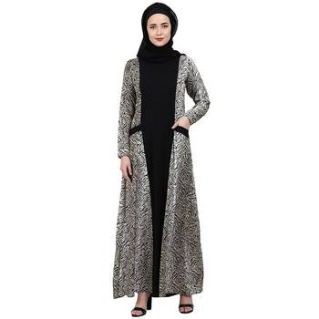 Dual colored casual abaya with Animal print 1