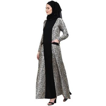 Dual colored casual abaya with Animal print 2