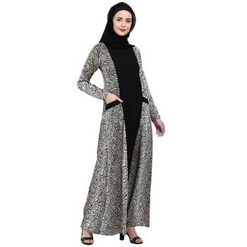 Dual colored casual abaya with Animal print 3
