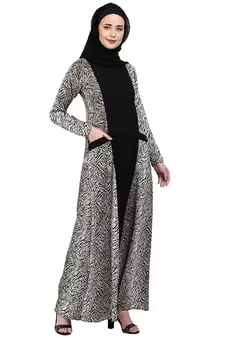 Dual colored casual abaya with Animal print