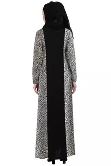 Dual colored casual abaya with Animal print