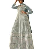 Grey embroidered faux georgette salwar