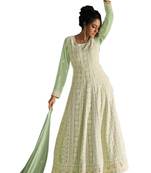 Sea-green embroidered faux georgette salwar