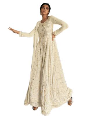 Off-white embroidered faux georgette salwar 1