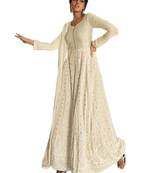 Off-white embroidered faux georgette salwar
