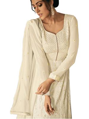 Off-white embroidered faux georgette salwar 2