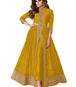 Mustard embroidered faux georgette salwar