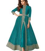 Blue embroidered faux georgette salwar