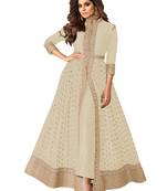 Off-white embroidered faux georgette salwar
