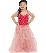 Girl'S Net Light-Pink Lehenga Choli