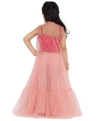 Girl'S Net Light-Pink Lehenga Choli 2