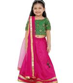 Muhenera Girl'S Art Silk Pink Lehenga Choli