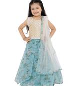 Girl'S Net Blue Lehenga Choli