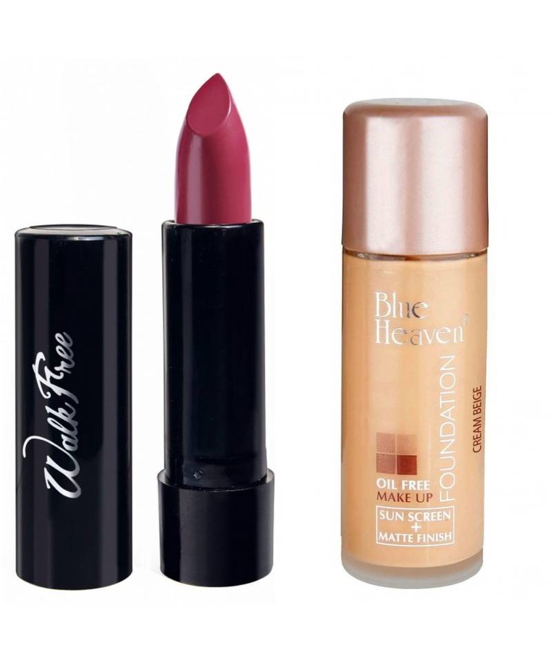 Blue Heaven Pack of Oil Free Foundation and Walkfree Lipstick #22