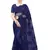 Navy Blue Embroidered Net Saree With Blouse